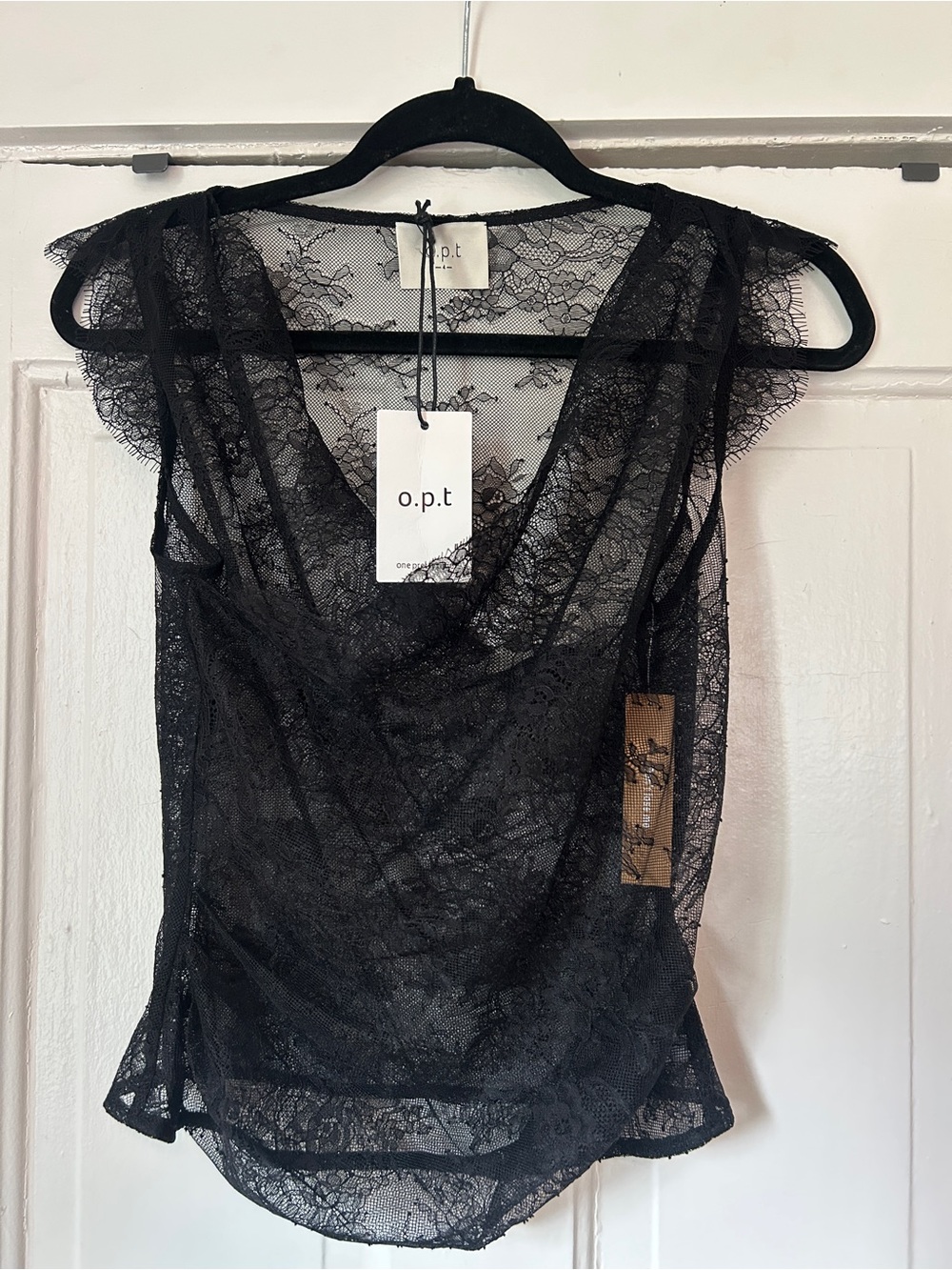 O.p.t. Clarissa top Size 4 Sheer Lace Sleeveless Top - Black NWT - Picture 5 of 11